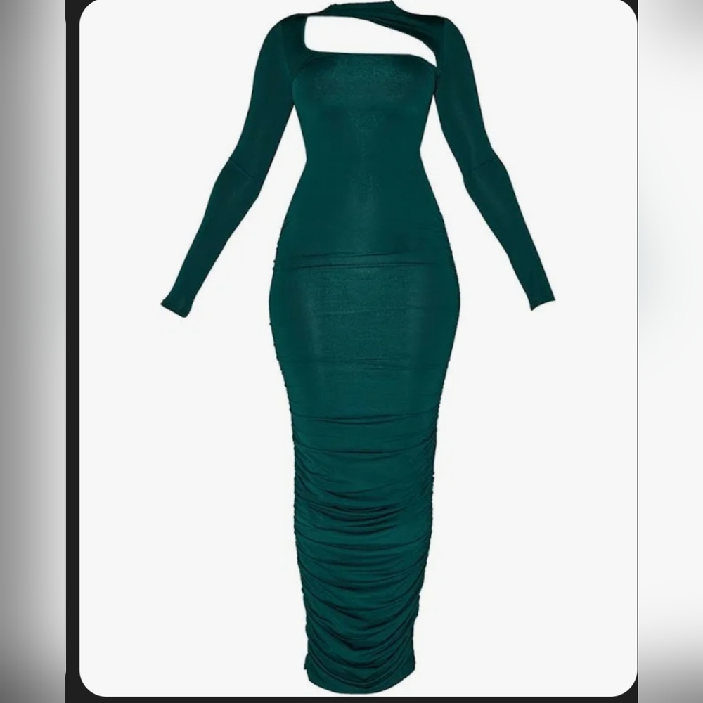 Elegant Green Long Sleeve Dress